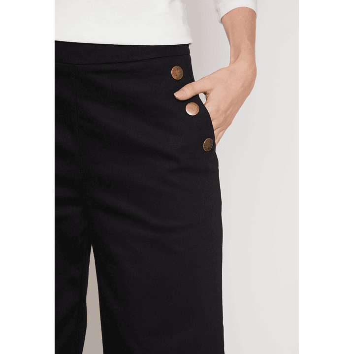 Pantalón Wide Leg Botones Mujer Negro Familyshop 2