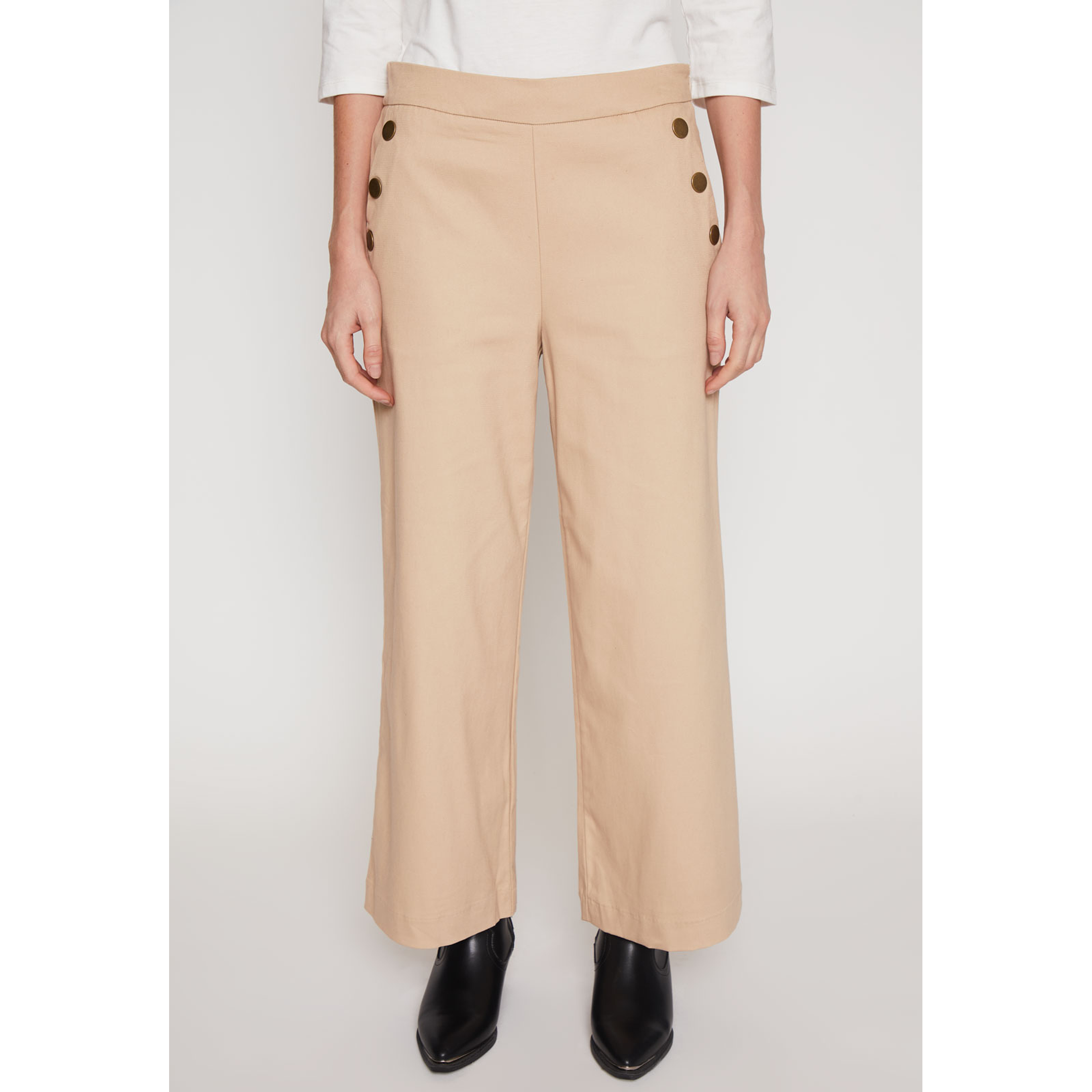 Pantalón Wide Leg Cierre Mujer Beige Familyshop 1