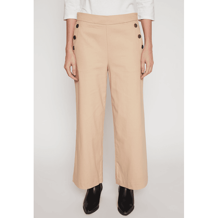 Pantalón Wide Leg Cierre Mujer Beige Familyshop 1