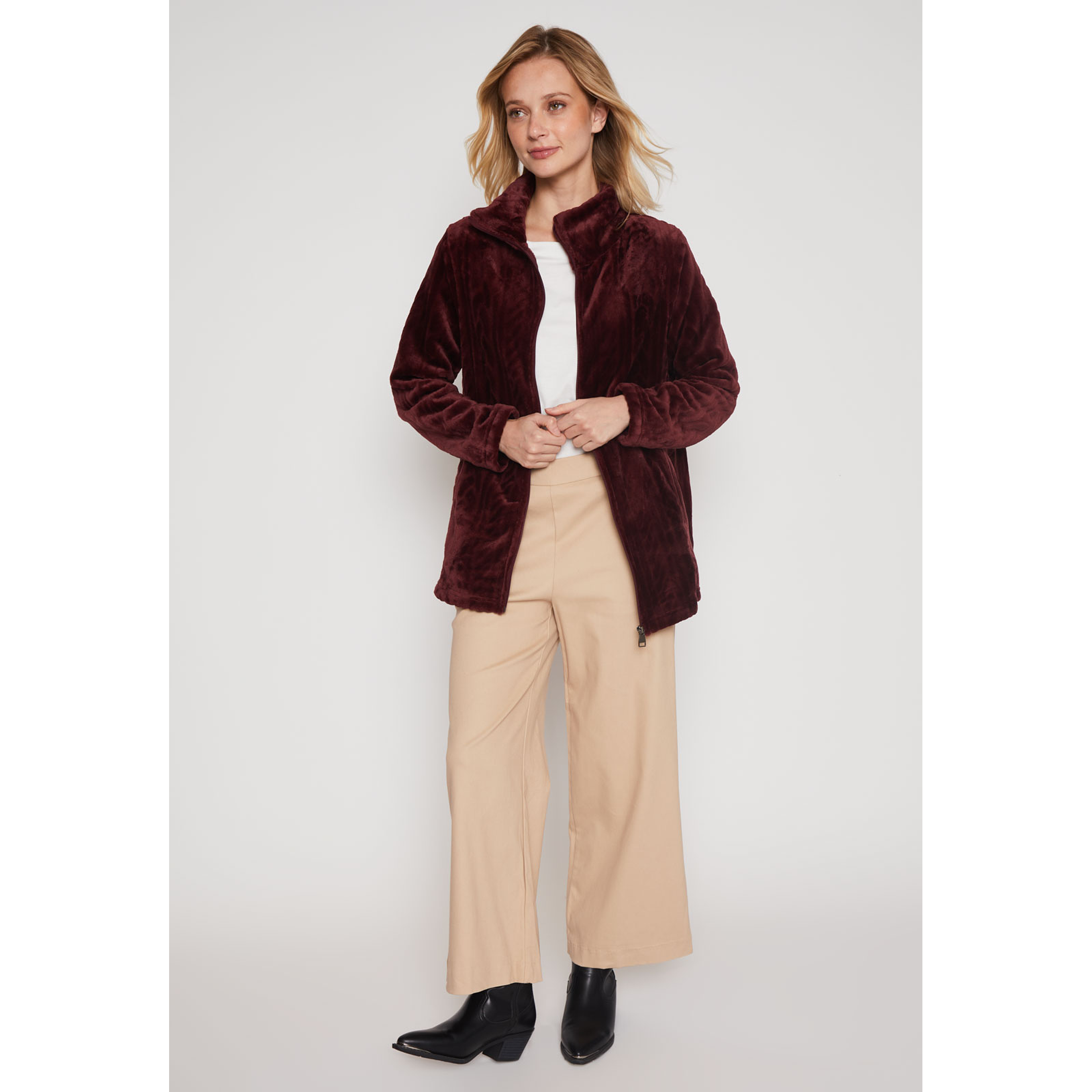 Polar Peludo Fantasía Mujer Burdeo Familyshop 4