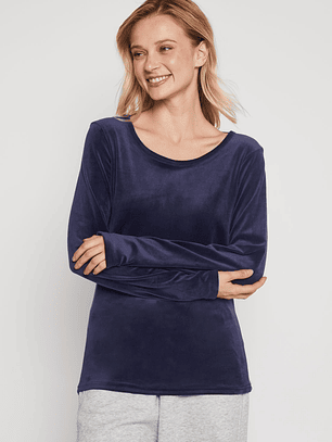 Polera Plush Mujer Azul Familyshop