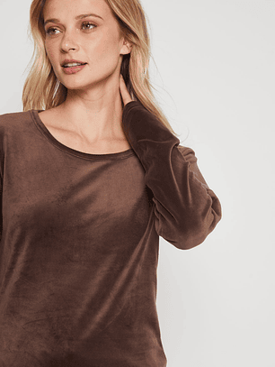 Polera Plush Mujer Café Familyshop