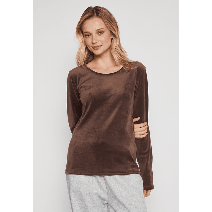 Polera Plush Mujer Café Familyshop 1