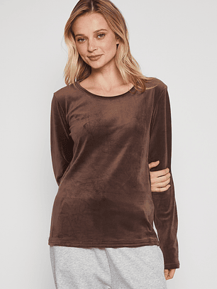 Polera Plush Mujer Café Familyshop