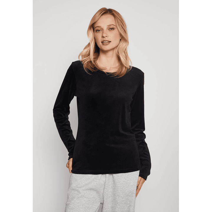 Polera Plush Mujer Negro Familyshop 1