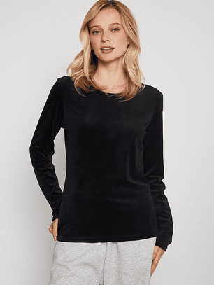 Polera Plush Mujer Negro Familyshop
