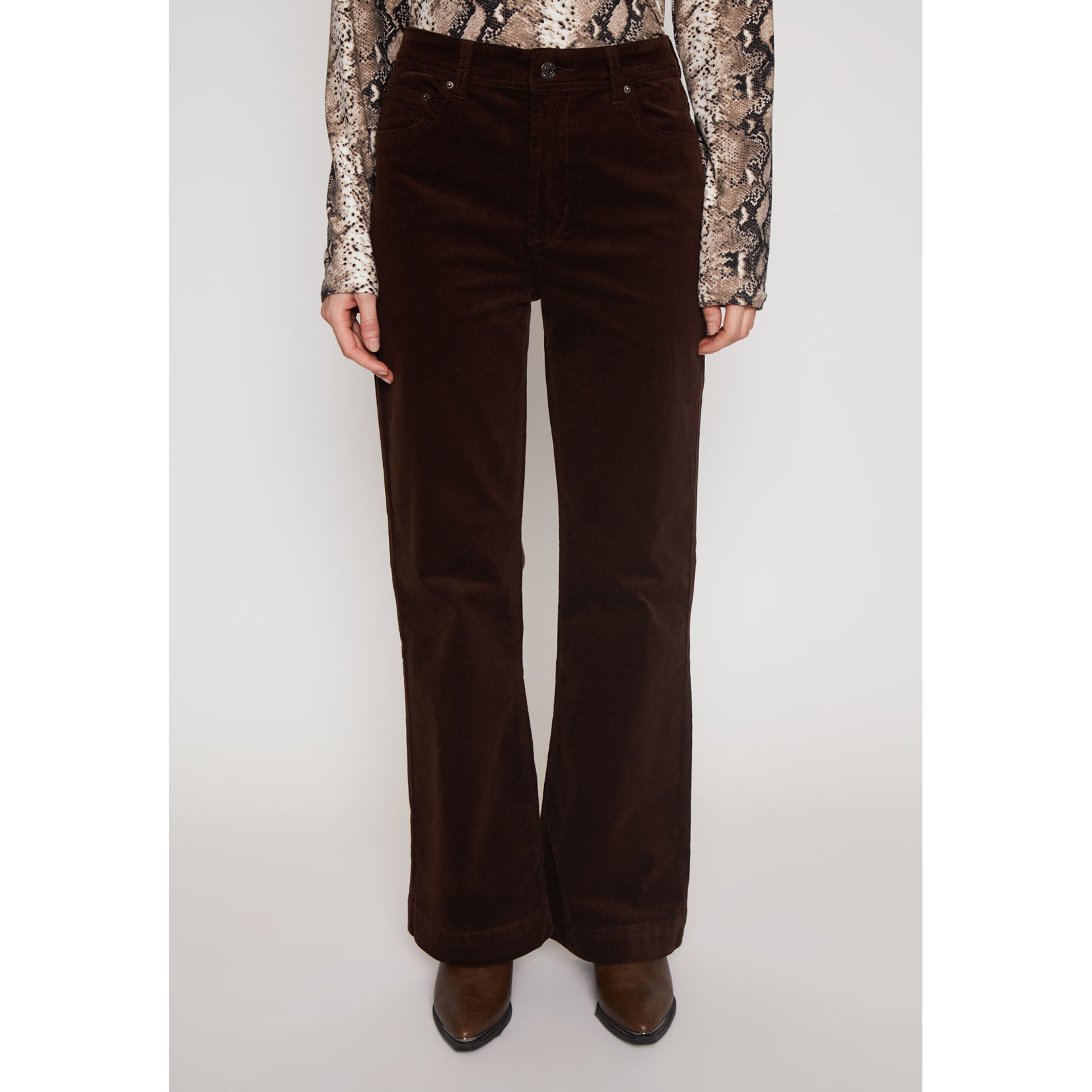 Pantalón Flare Cotele Mujer Café Familyshop 1