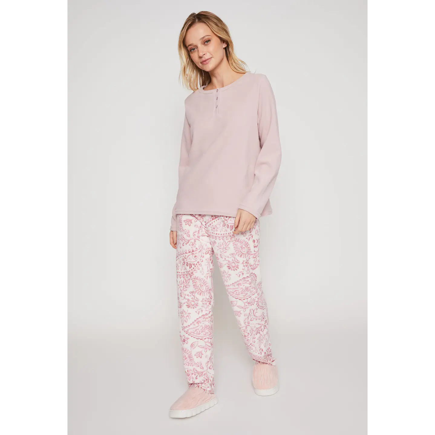 Pijama Polar Mujer Rosado Familyshop 1