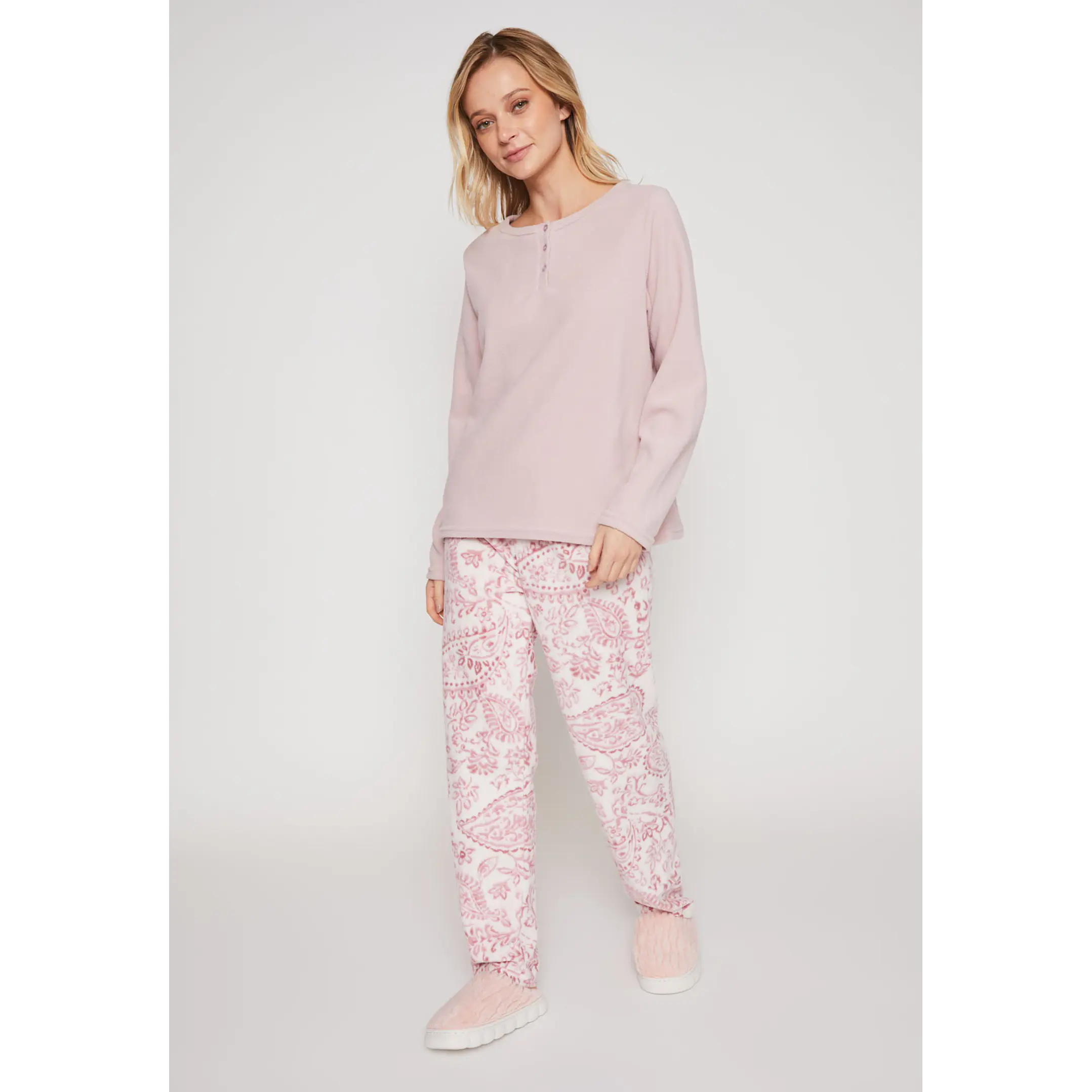 Pijama Polar Mujer Rosado Familyshop 2