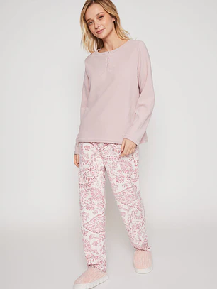 Pijama Polar Mujer Rosado Familyshop