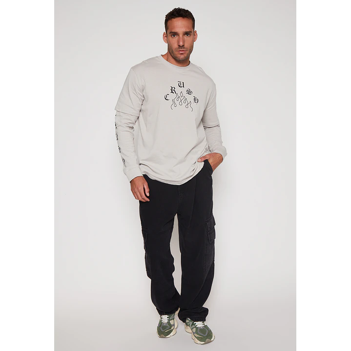 Polera Manga Larga Crush Hombre Gris Familyshop 4