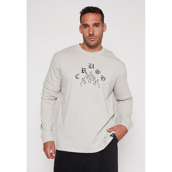 Polera Manga Larga Crush Hombre Gris Familyshop 1