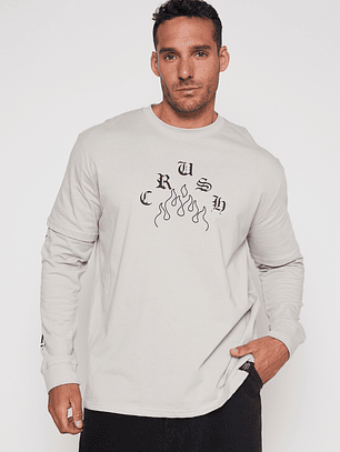 Polera Manga Larga Crush Hombre Gris Familyshop