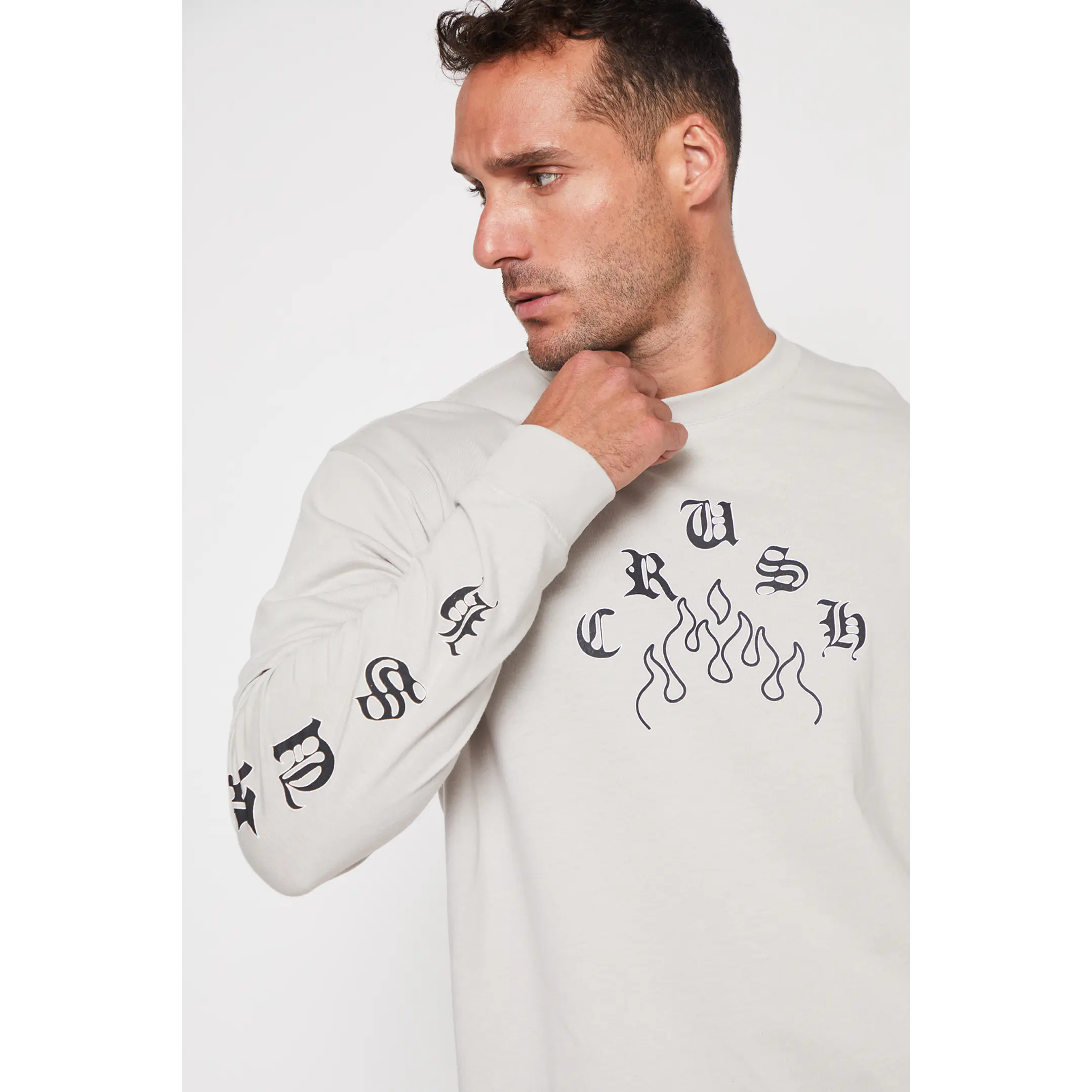Polera Manga Larga Crush Hombre Gris Familyshop 3