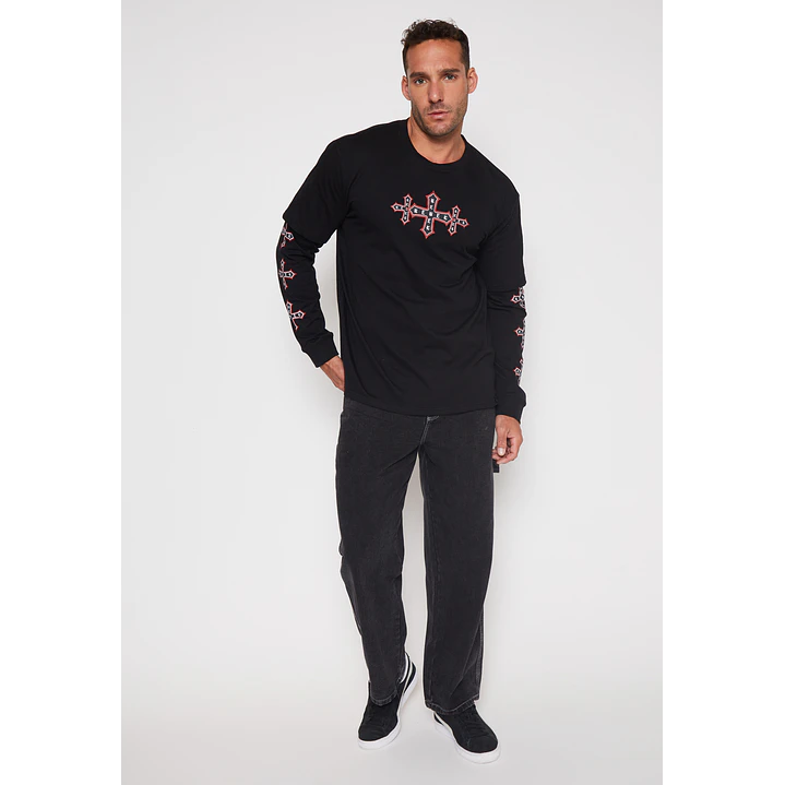 Polera Manga Larga Cruz Hombre Negro Familyshop 4