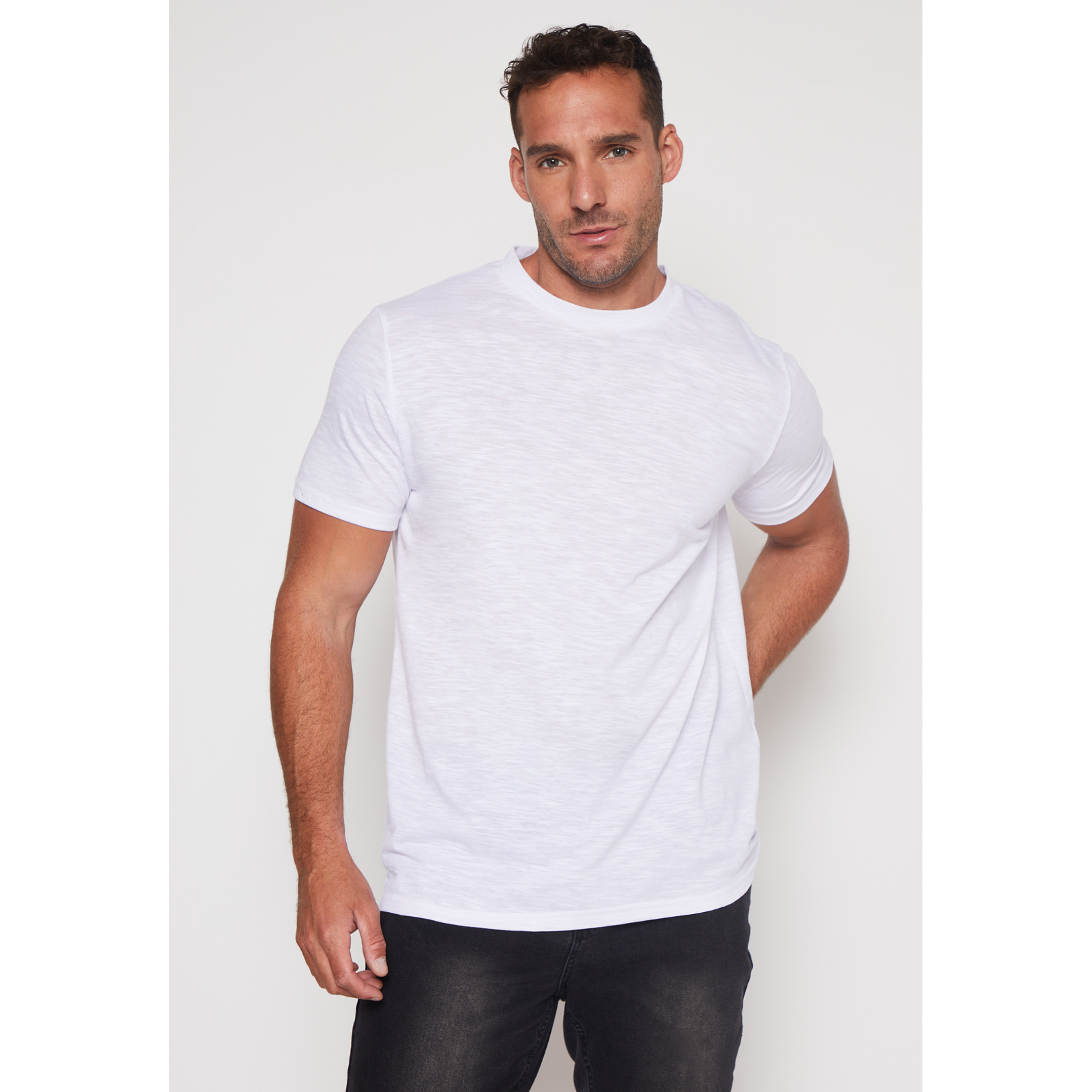 Polera Basic Solid Hombre Blanco Familyshop 1