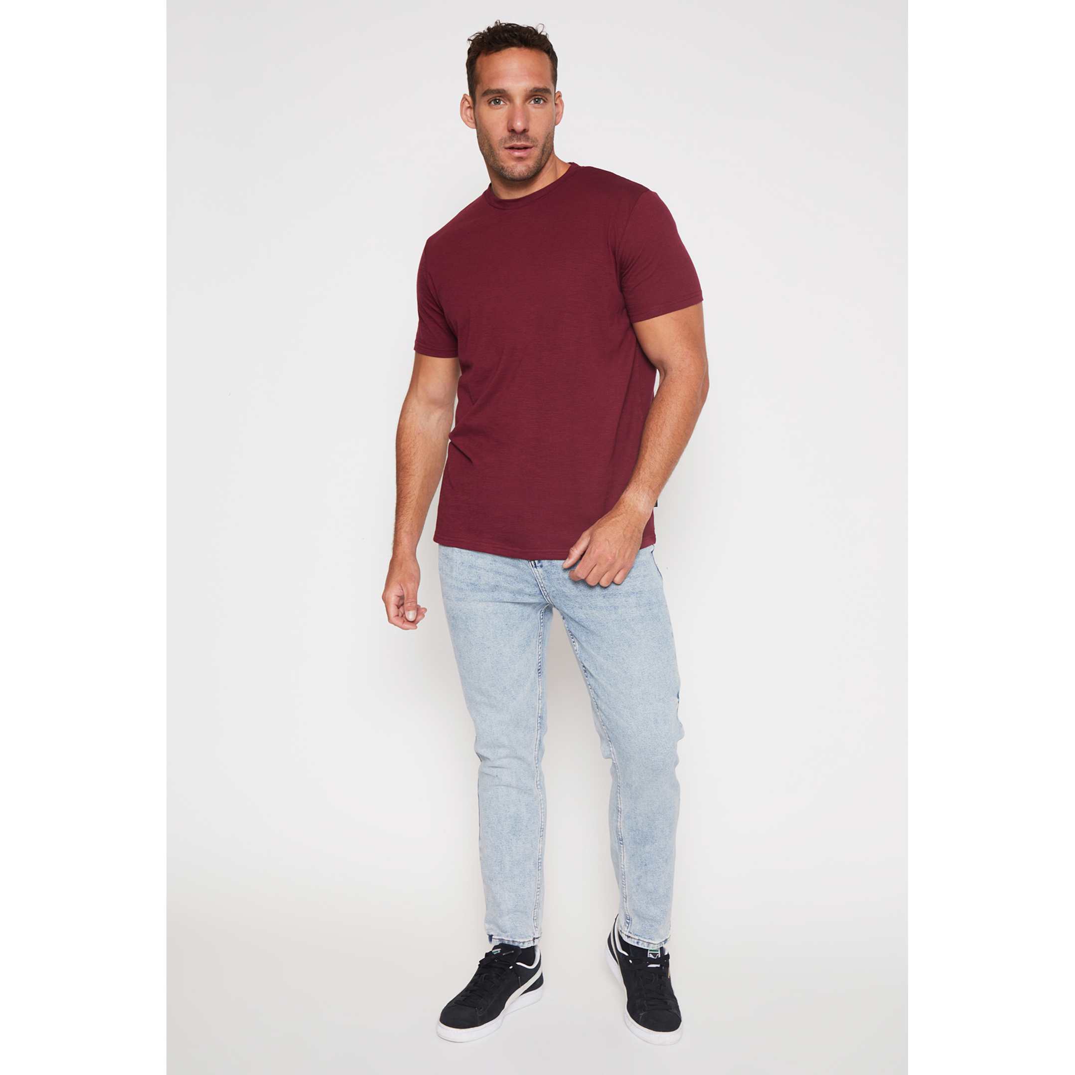 Polera Basic Hombre Burdeo Familyshop 4