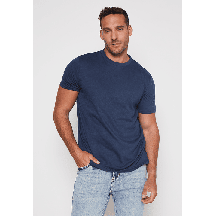 Polera Basic Solid Hombre Azul Familyshop 1