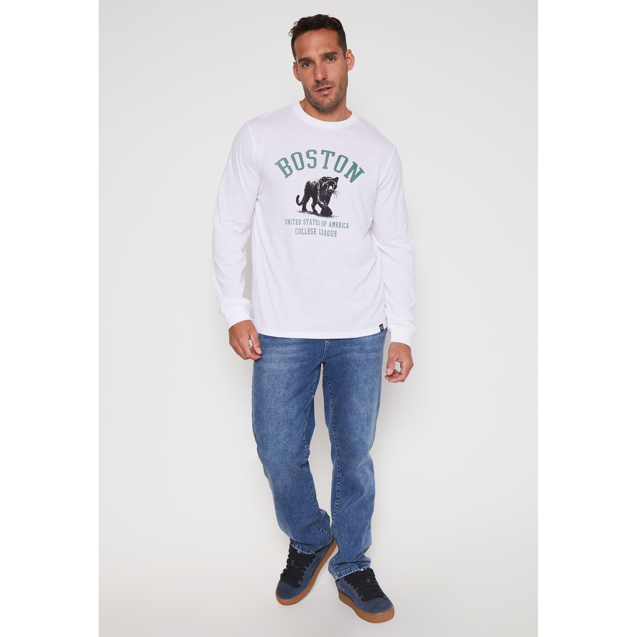 Polera Boston Hombre Blanco Familyshop 4
