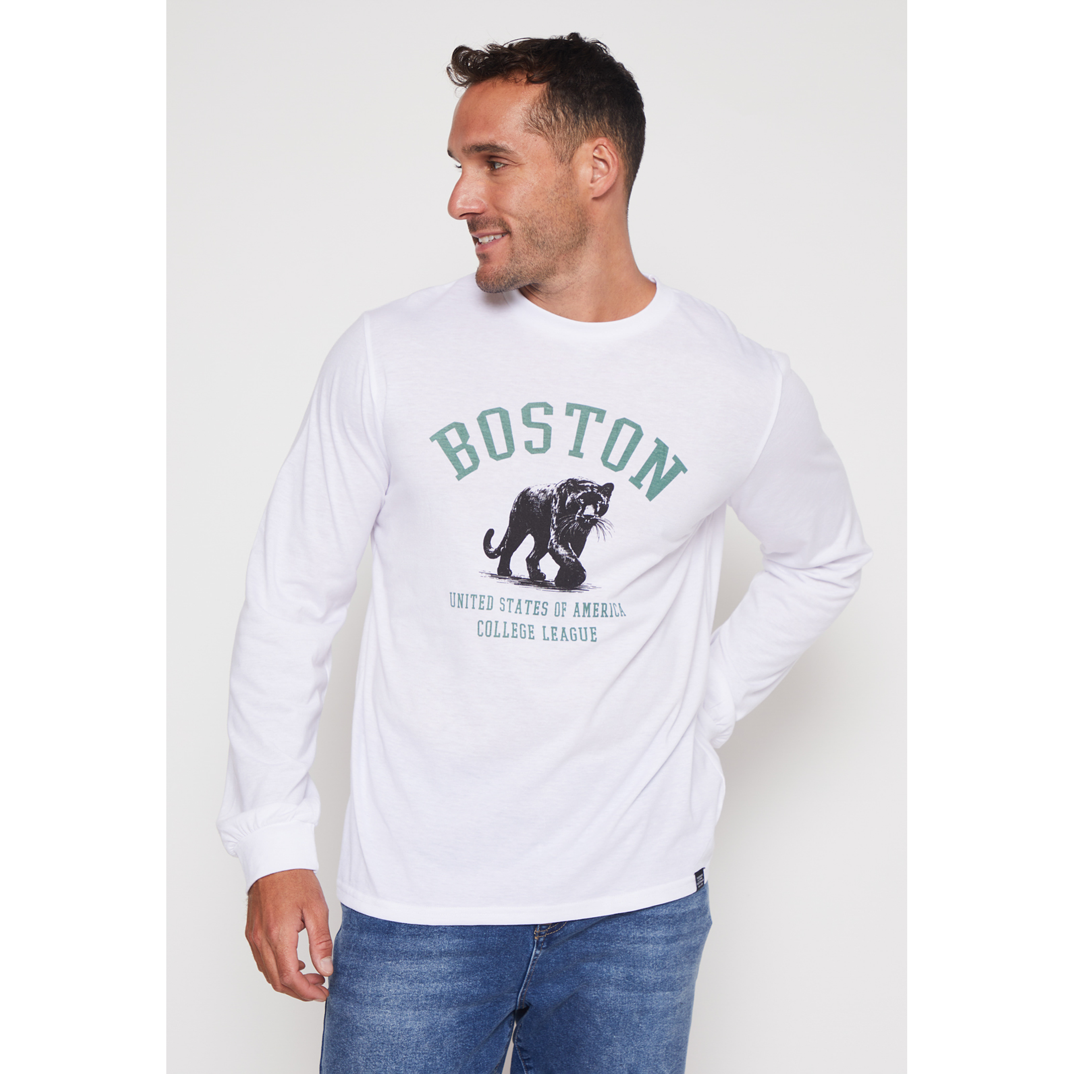 Polera Boston Hombre Blanco Familyshop 1