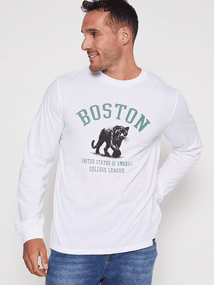 Polera Boston Hombre Blanco Familyshop