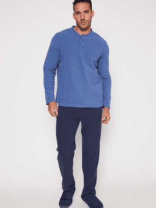 Pijama Polar Liso Hombre Azul Familyshop