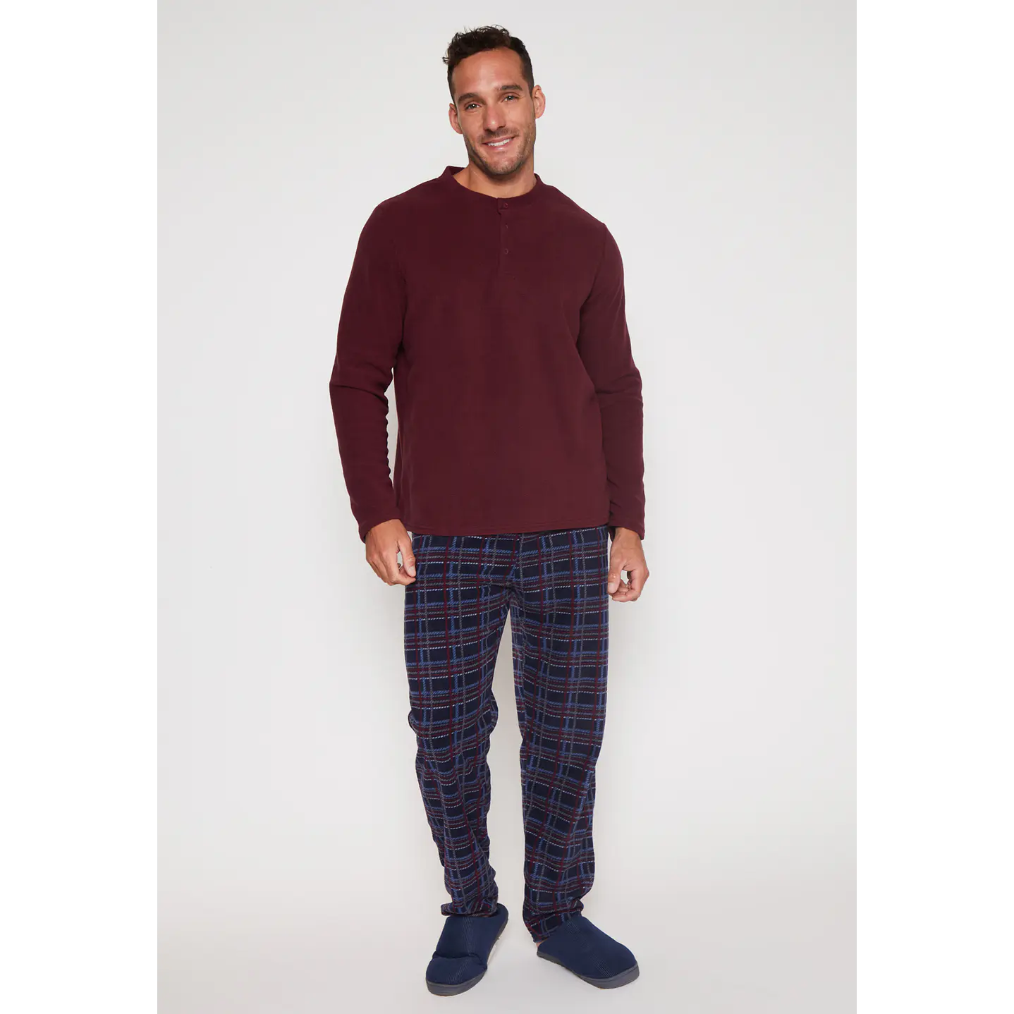 Pijama Polar Hombre Burdeo Familyshop 1