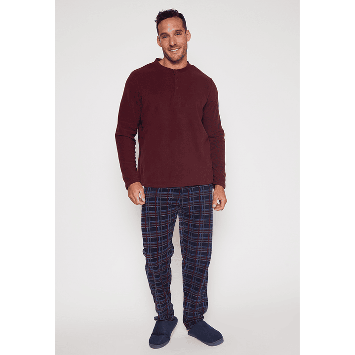 Pijama Polar Hombre Burdeo Familyshop 1