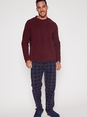 Pijama Polar Hombre Burdeo Familyshop