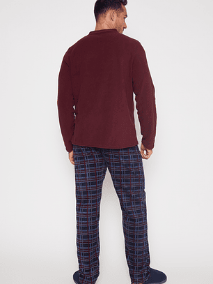 Pijama Polar Hombre Burdeo Familyshop