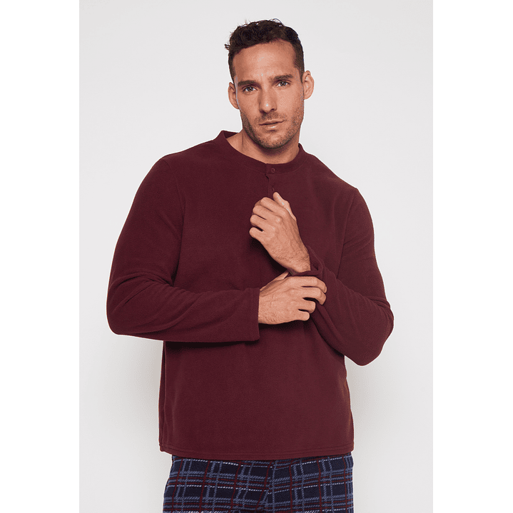 Pijama Polar Hombre Burdeo Familyshop 4