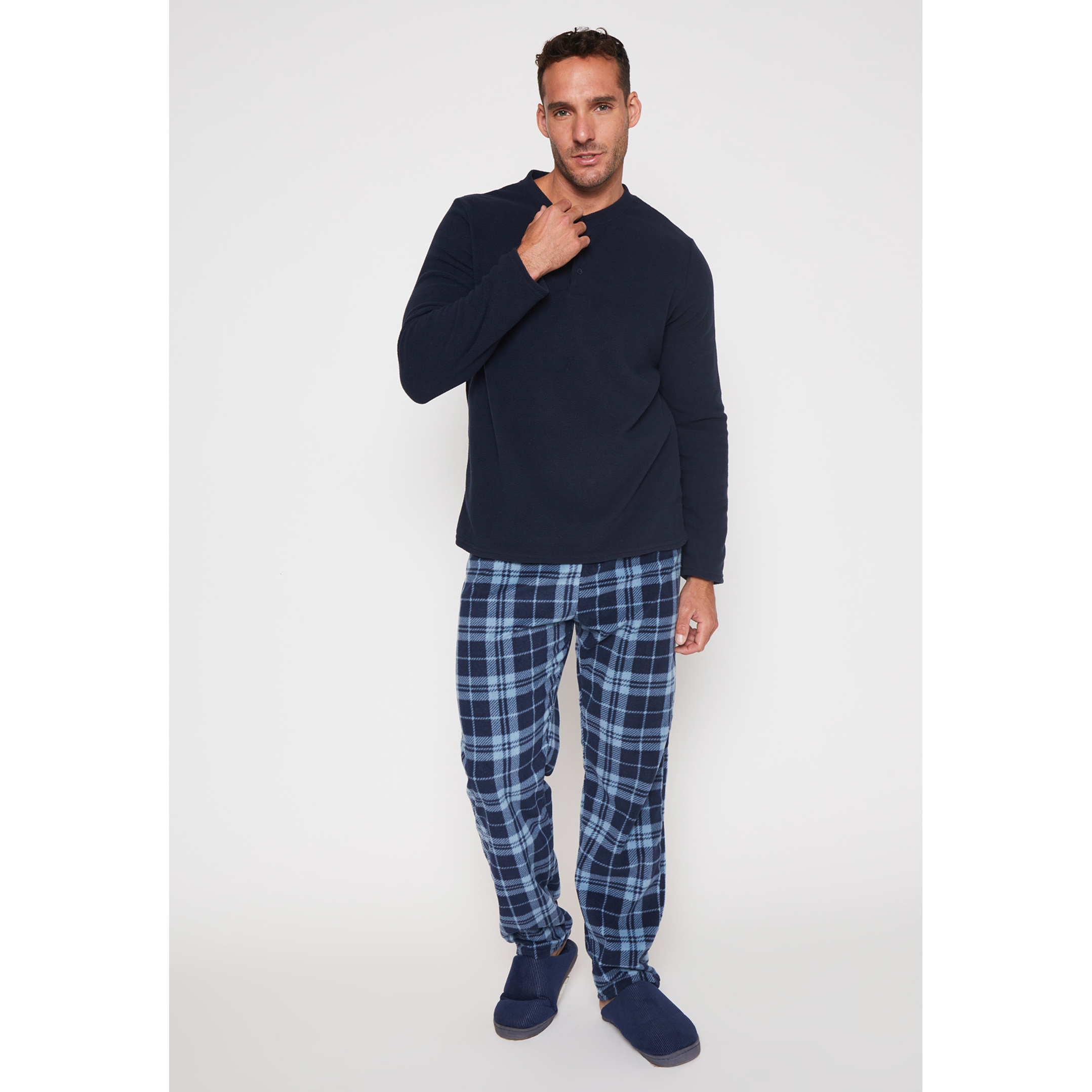 Pijama Polar Escocesa Hombre Azul Familyshop 1