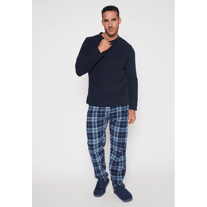 Pijama Polar Escocesa Hombre Azul Familyshop 1