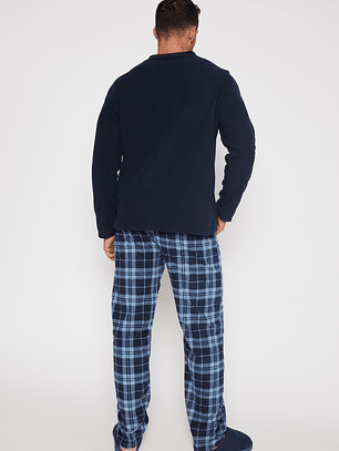 Pijama Polar Escocesa Hombre Azul Familyshop