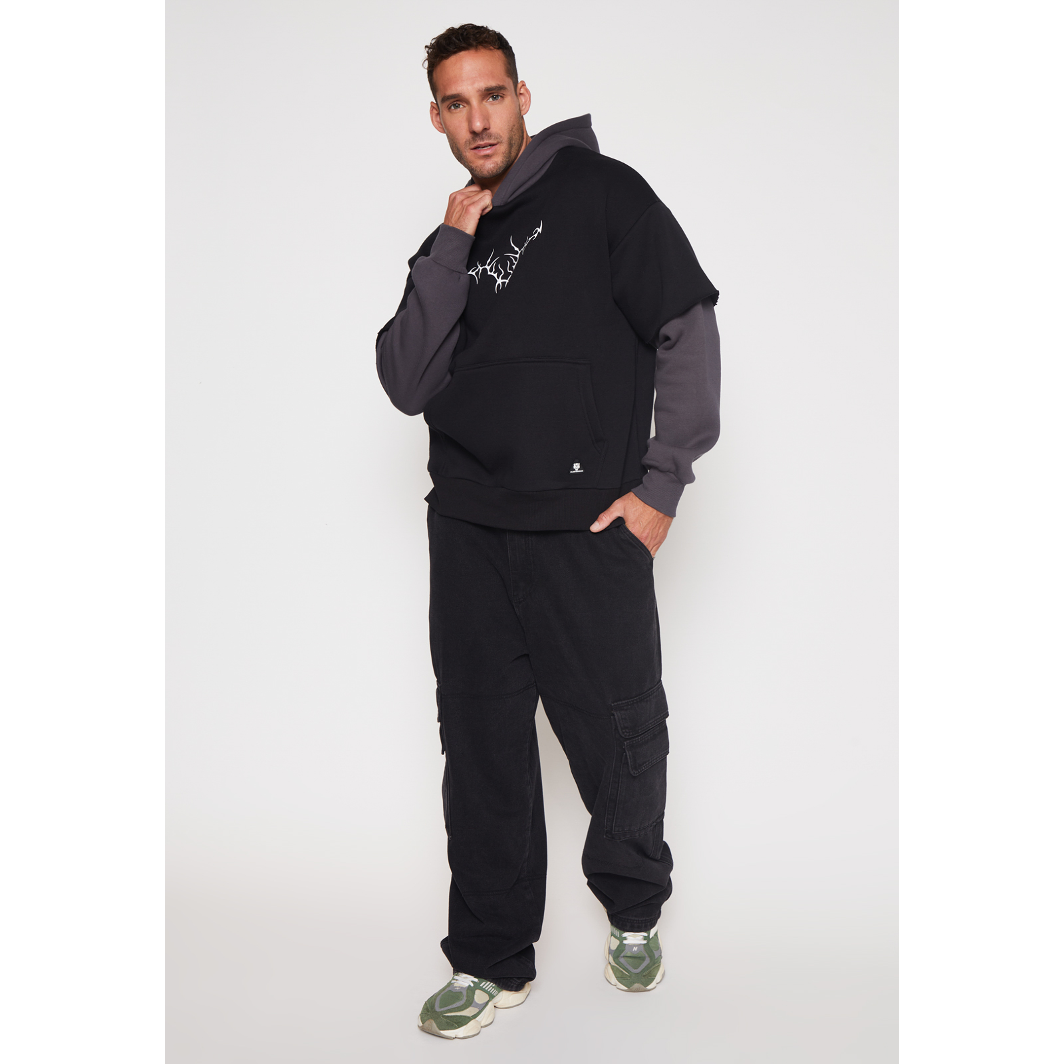 Polerón Manga Falsa Hombre Negro Familyshop 4