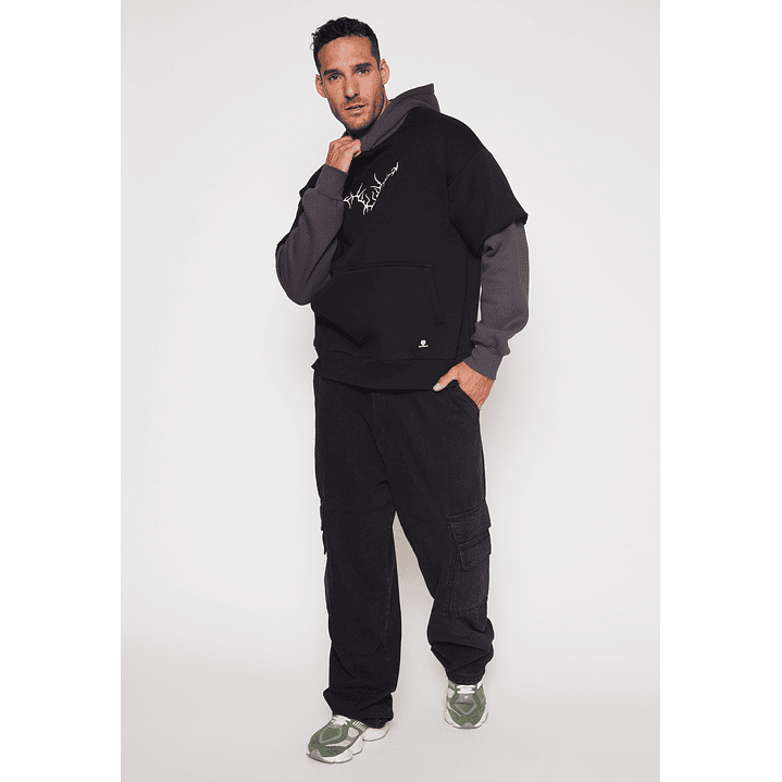 Polerón Manga Falsa Hombre Negro Familyshop 4