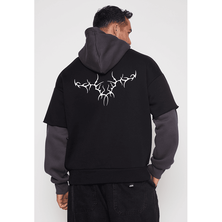 Polerón Manga Falsa Hombre Negro Familyshop 2