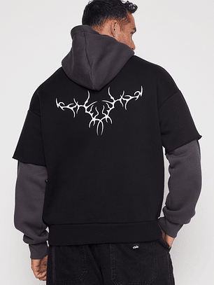 Polerón Manga Falsa Hombre Negro Familyshop