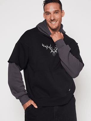 Polerón Manga Falsa Hombre Negro Familyshop