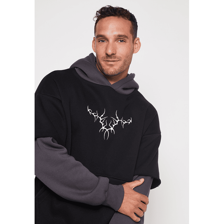 Polerón Manga Falsa Hombre Negro Familyshop 3