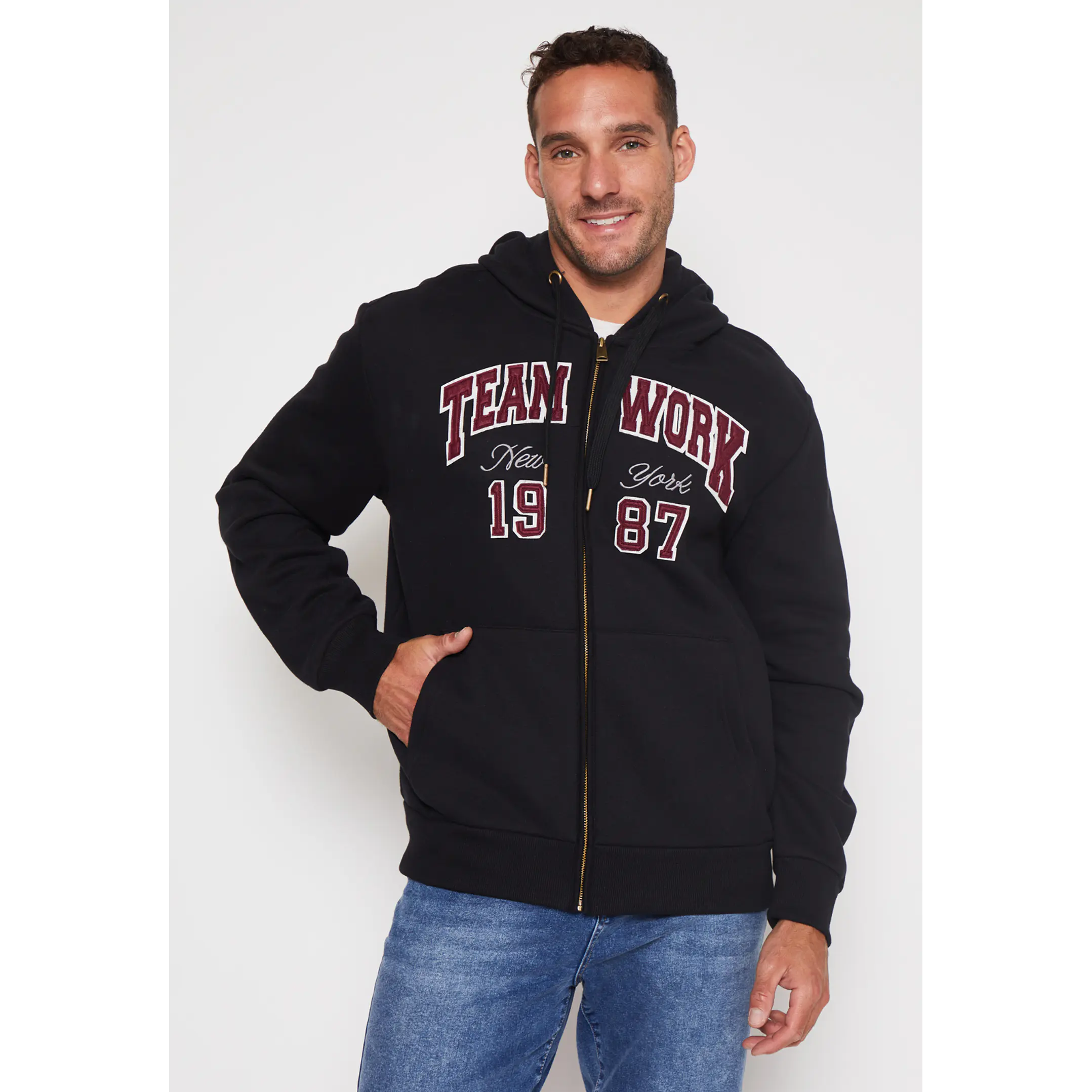 Polerón College Hombre Negro Familyshop 1