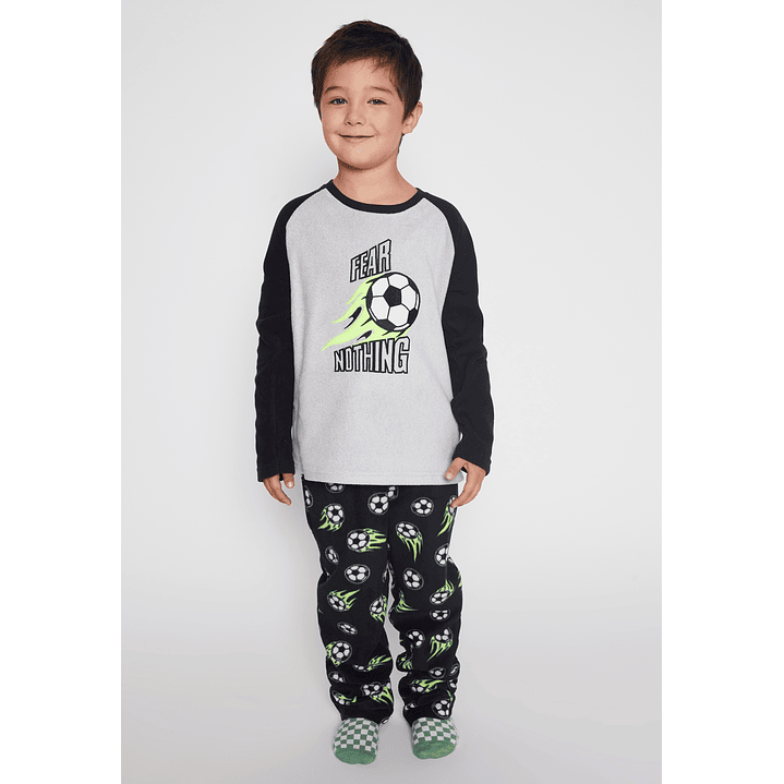 Pijama Polar Fear Nothing Niño Gris Familyshop 1