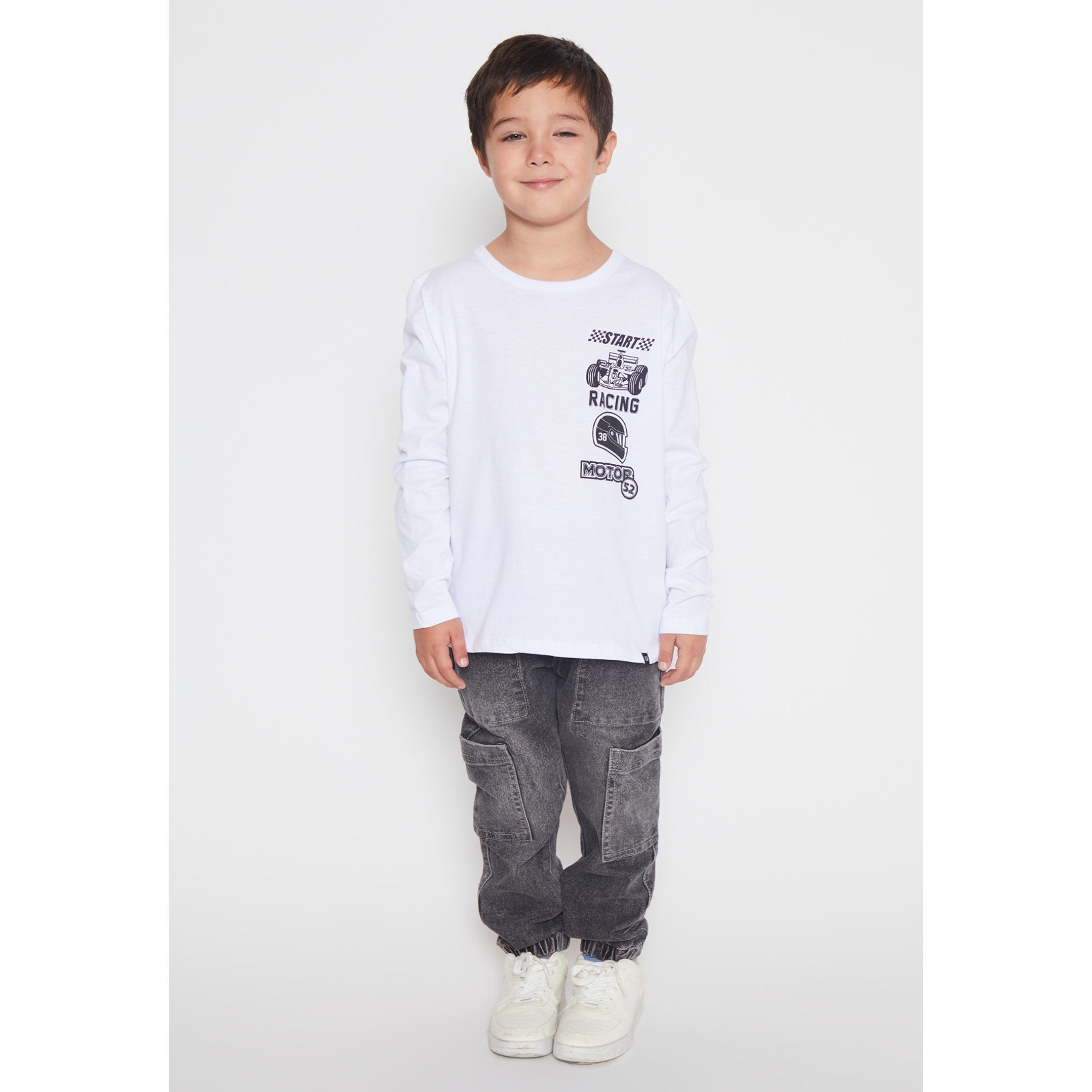 Polera Racing Start Niño Blanco Familyshop 3