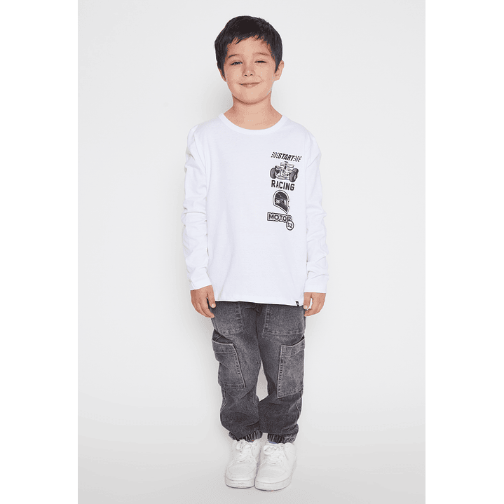 Polera Racing Start Niño Blanco Familyshop 3