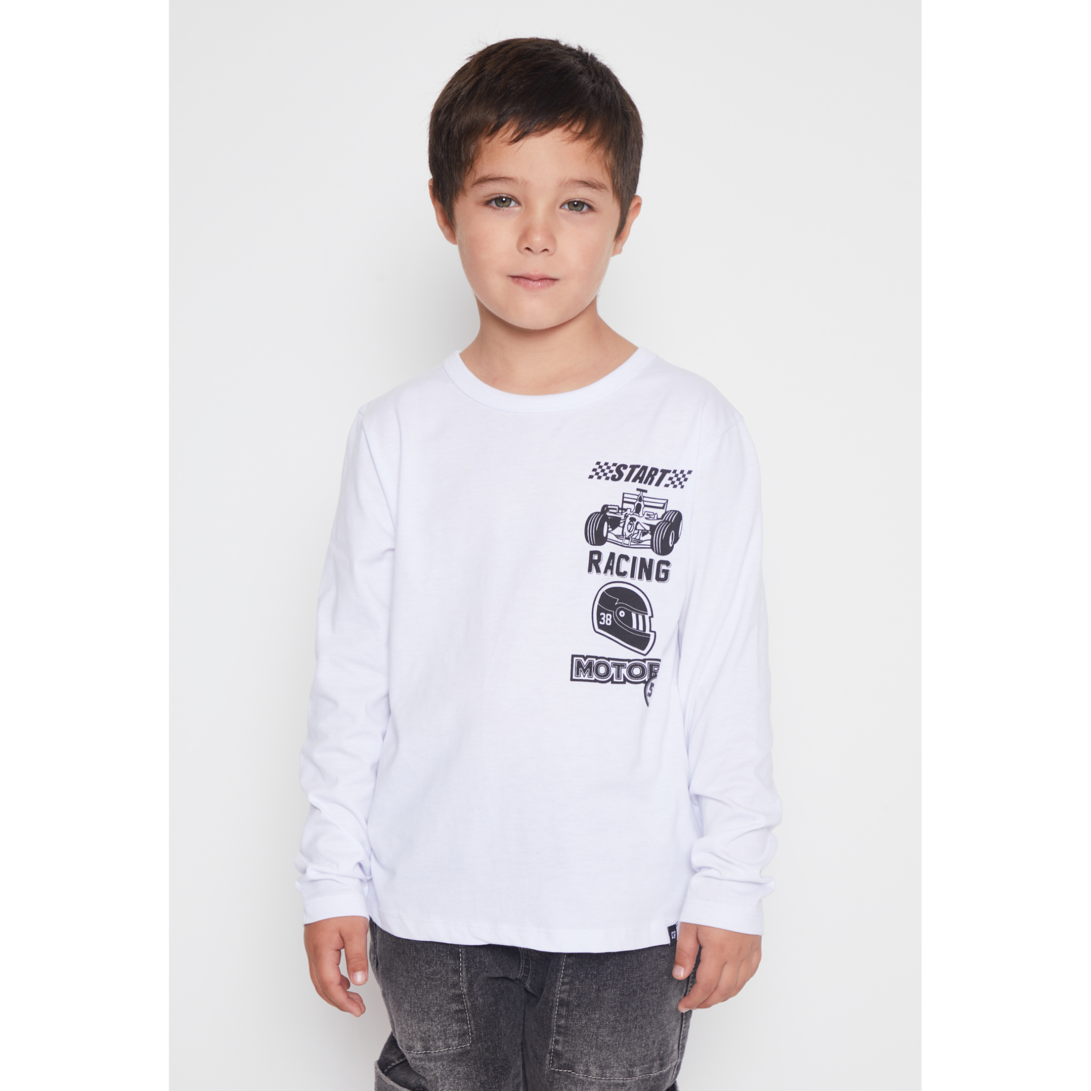 Polera Racing Start Niño Blanco Familyshop 1