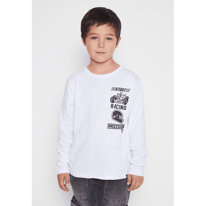 Polera Racing Start Niño Blanco Familyshop 1