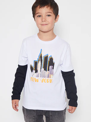 Polera Street Niño Blanco Familyshop