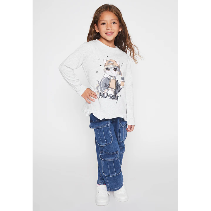 Polera Animalitos Niña Gris Familyshop 3