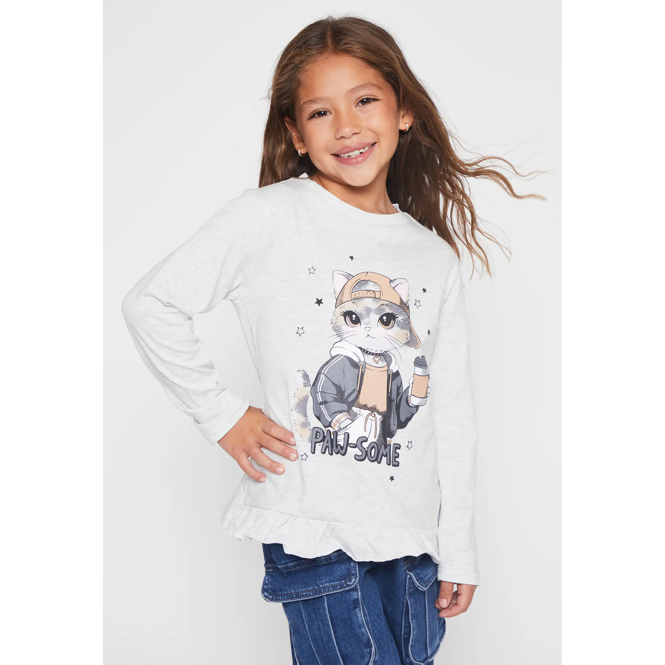Polera Animalitos Niña Gris Familyshop 1