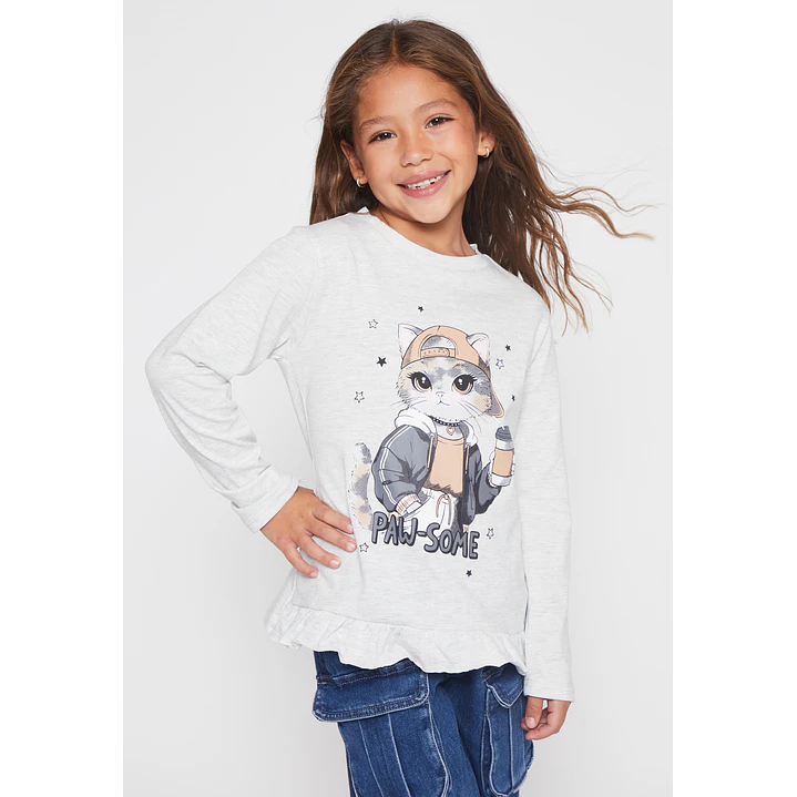 Polera Animalitos Niña Gris Familyshop 1